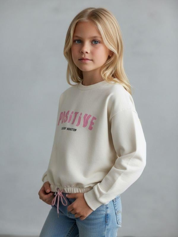 Kız Çocuk Positive Baskılı Sweatshirt