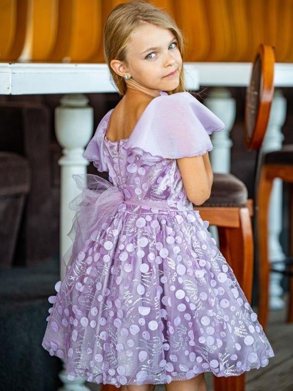Kız Çocuk Puanlı Lila Tasarım Abiye Elbise