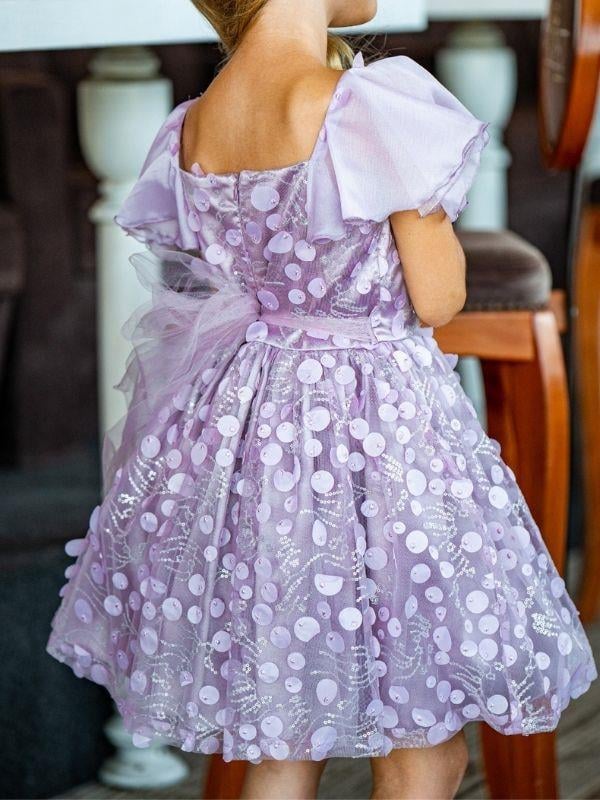 Kız Çocuk Puanlı Lila Tasarım Abiye Elbise