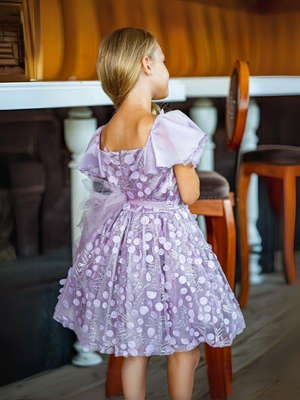 Kız Çocuk Puanlı Lila Tasarım Abiye Elbise
