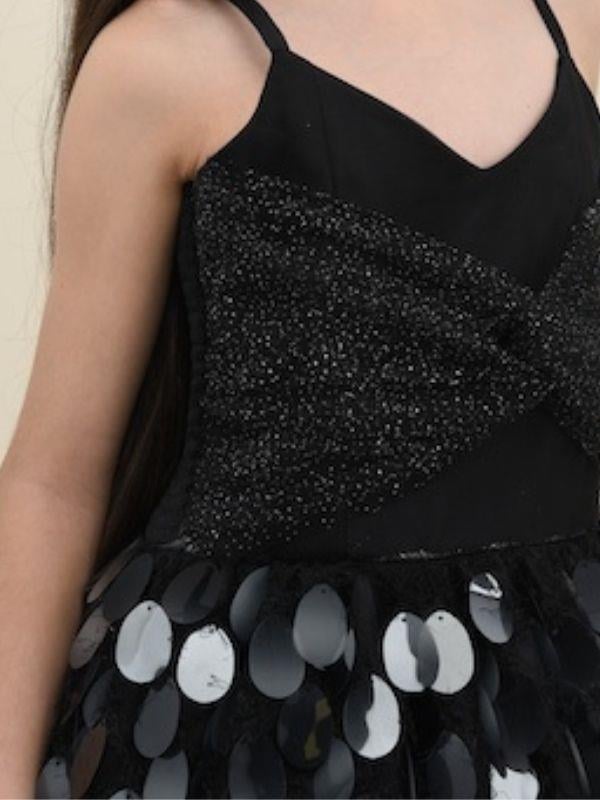 Kız Çocuk Pul İşlemeli Balon Etek Detaylı Abiye Elbise