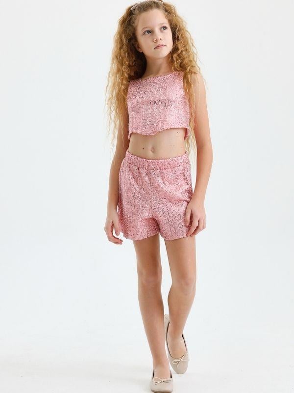 Kız Çocuk Pul Payet Şortlu Takım