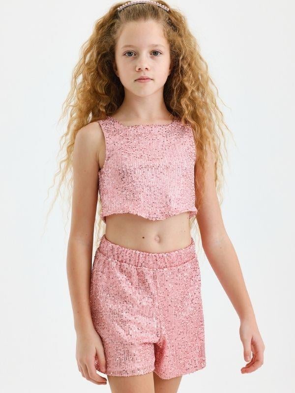 Kız Çocuk Pul Payet Şortlu Takım
