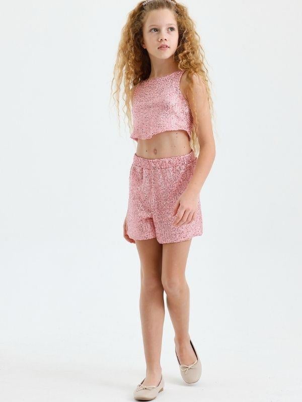 Kız Çocuk Pul Payet Şortlu Takım