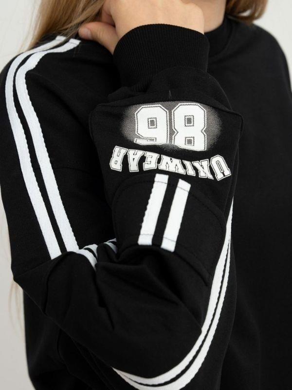 Kız Çocuk Şerit ve Cep Detaylı Oversize Tasarım Eşofman Takımı