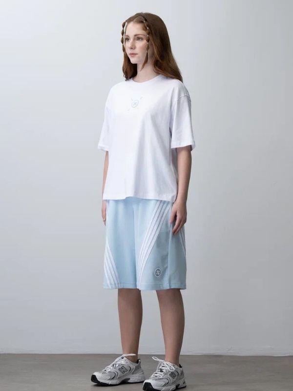 Kız Çocuk Şeritli Oversize Tasarım Şortlu Takım