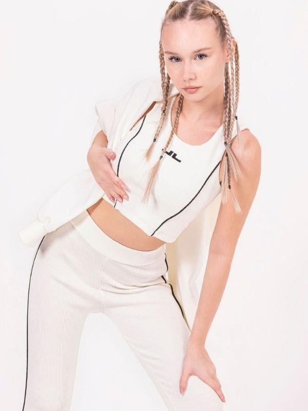 Kız Çocuk Şeritli Taytlı Crop Takım