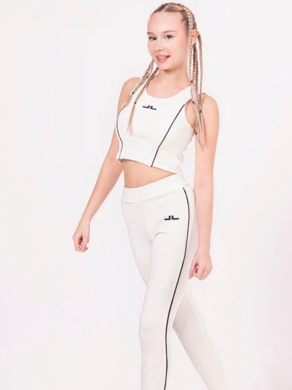 Kız Çocuk Şeritli Taytlı Crop Takım