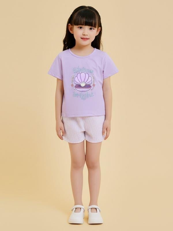 Kız Çocuk Shine Yazılı Pamuklu Şortlu Takım