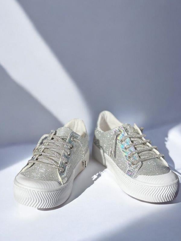 Kız Çocuk Simli Bağcıklı Spor Ayakkabı