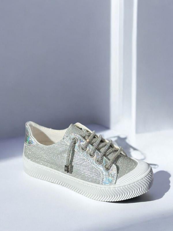 Kız Çocuk Simli Bağcıklı Spor Ayakkabı