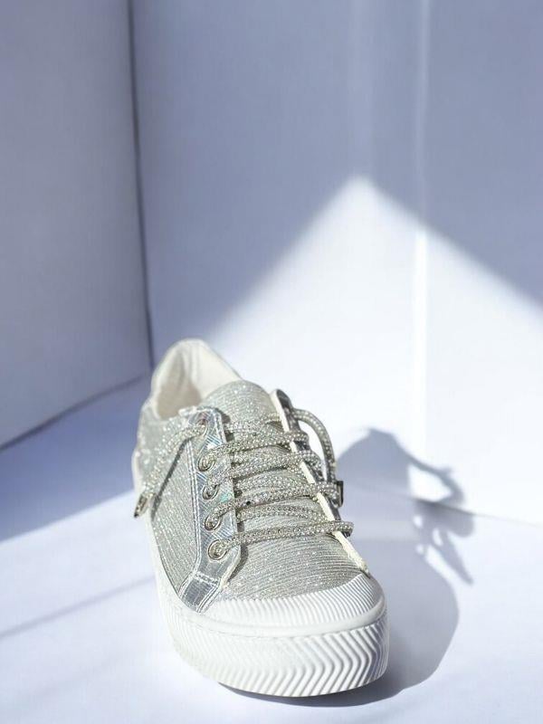 Kız Çocuk Simli Bağcıklı Spor Ayakkabı