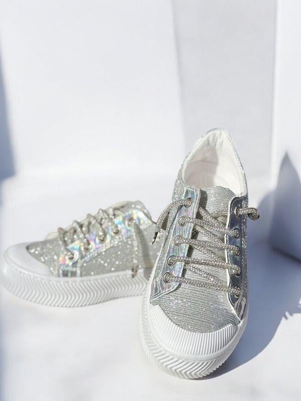 Kız Çocuk Simli Bağcıklı Spor Ayakkabı