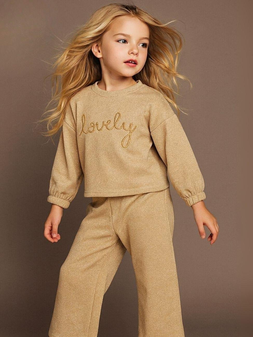 Kız Çocuk Simli Bluz Pantolon Takım