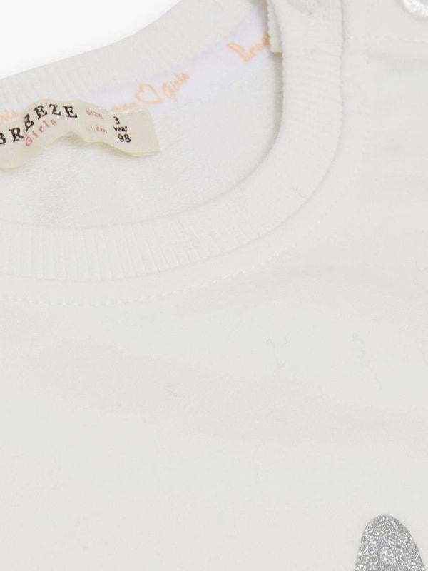 Kız Çocuk Simli Tavşan Desenli Pamuklu İnce Sweatshirt