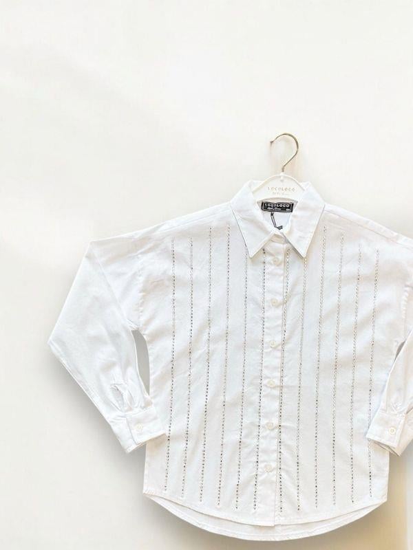 Kız Çocuk Sıra Taşlı Rahat Kalıp Gömlek