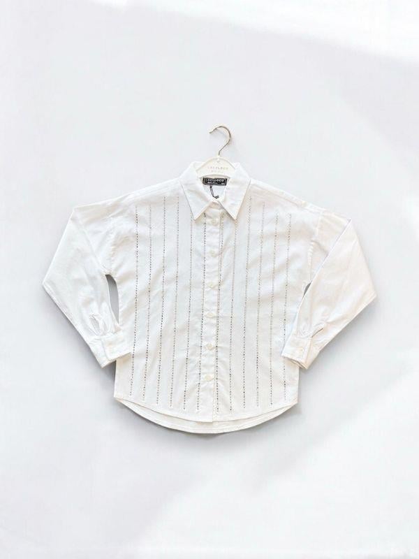 Kız Çocuk Sıra Taşlı Rahat Kalıp Gömlek