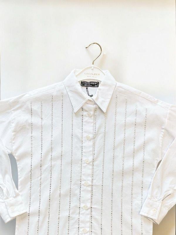 Kız Çocuk Sıra Taşlı Rahat Kalıp Gömlek