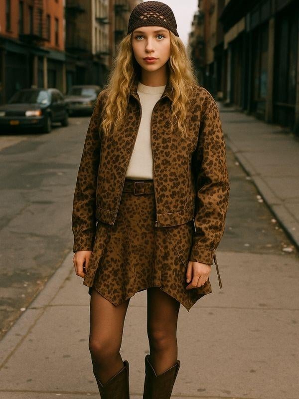 Kız Çocuk Süet Asimetrik Kesim Kemerli Tasarım Etek