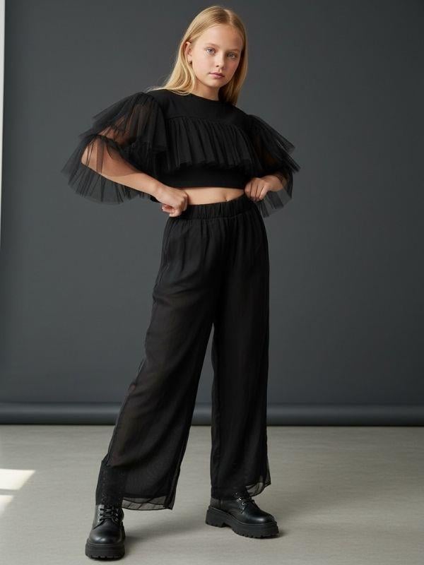 Kız Çocuk Süprem Şifon Tasarım Pantolon