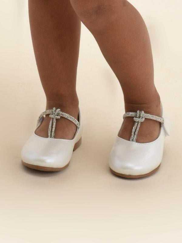 Kız Çocuk Taş Detaylı Ortopedik Tabanlı Cırtlı Babet