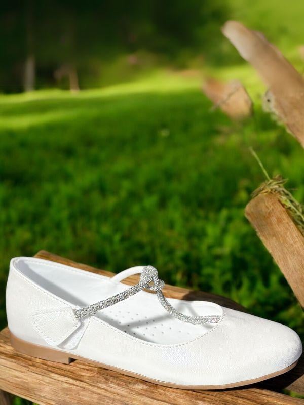 Kız Çocuk Taş Detaylı Ortopedik Tabanlı Cırtlı Babet