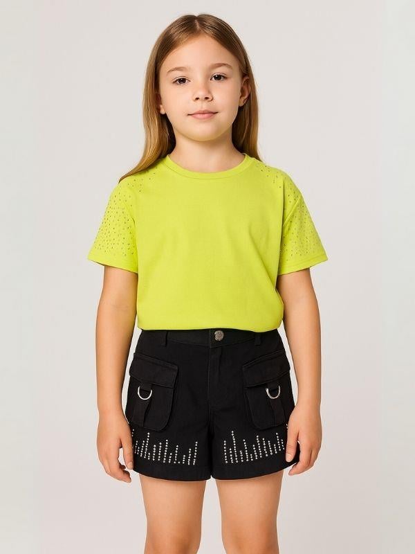 Kız Çocuk Taş İşlemeli Şort