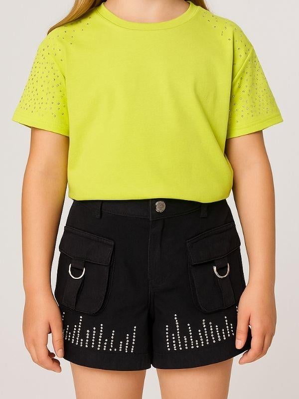 Kız Çocuk Taş İşlemeli Şort