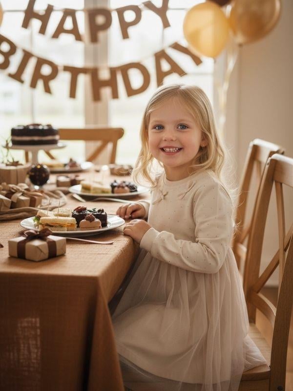 Kız Çocuk Taşlı Fiyonk Detaylı Pamuklu Tütülü Elbise