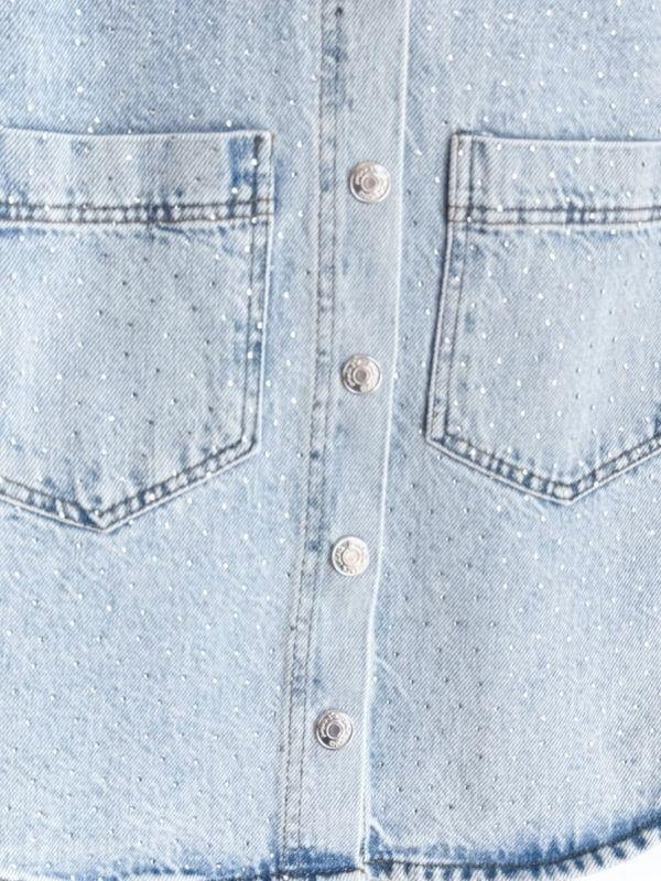 Kız Çocuk Taşlı Tasarım Kot Ceket