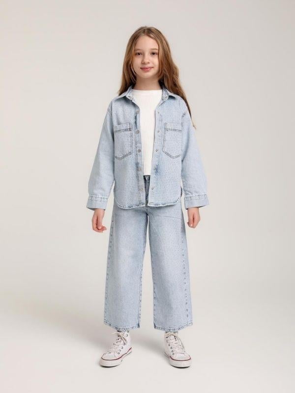 Kız Çocuk Taşlı Tasarım Kot Ceket