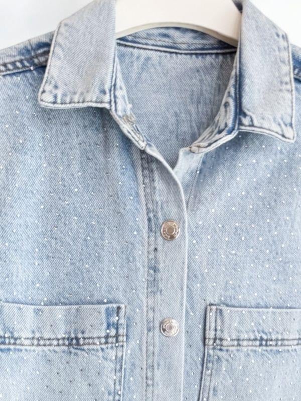 Kız Çocuk Taşlı Tasarım Kot Ceket