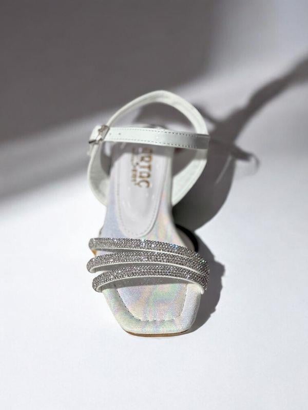 Kız Çocuk Taşlı Üç Bantlı Tasarım Topuklu Abiye Ayakkabı