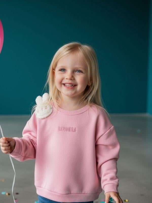 Kız Çocuk Tavşan Detaylıı Şardonlu Sweatshirt