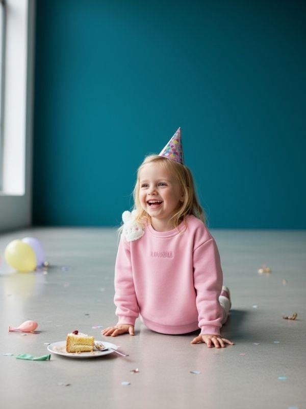 Kız Çocuk Tavşan Detaylıı Şardonlu Sweatshirt