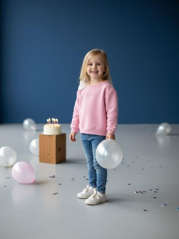 Kız Çocuk Tavşan Detaylıı Şardonlu Sweatshirt