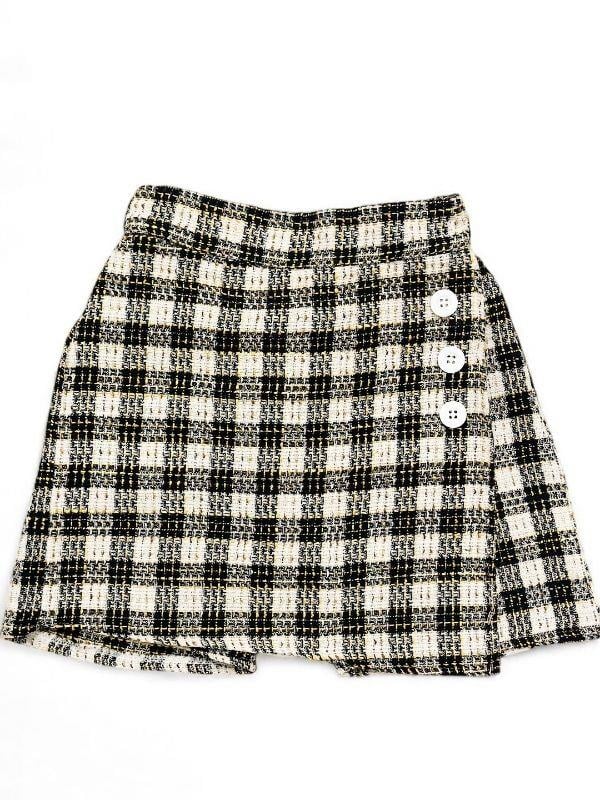 Kız Çocuk Tüvit Kumaş Ekose Desenli Şort Etek