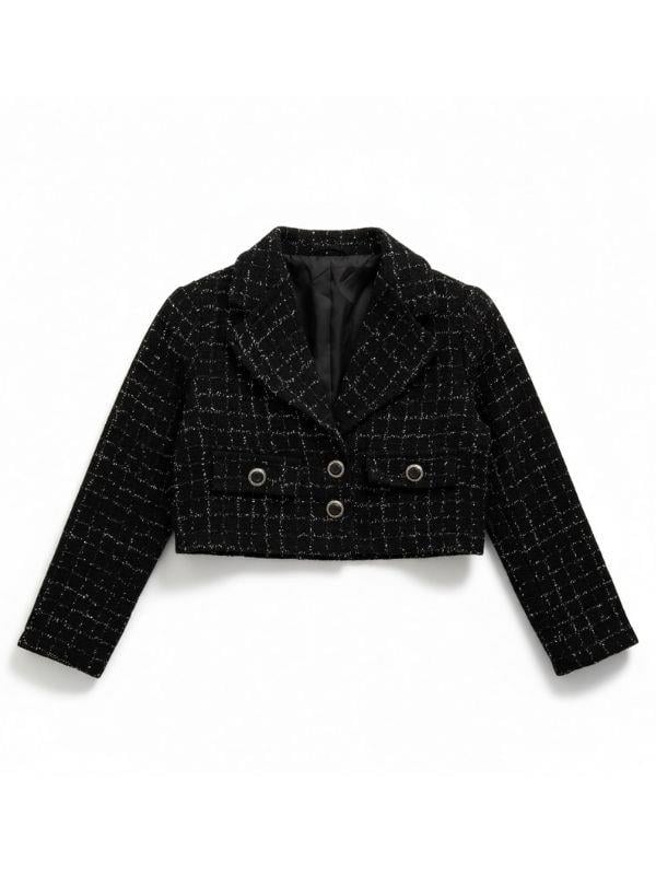 Kız Çocuk Tüvit Simli Crop Ceket