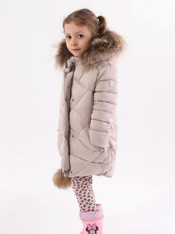 Kız Çocuk Tüy Aksesuarlı Kapüşonlu Fermuar Detaylı Cepli Mont