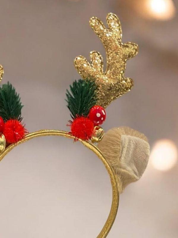 Kız Çocuk Üzeri Zilli Noel Süslemeli Yılbaşı Temalı Taç
