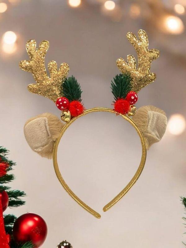 Kız Çocuk Üzeri Zilli Noel Süslemeli Yılbaşı Temalı Taç