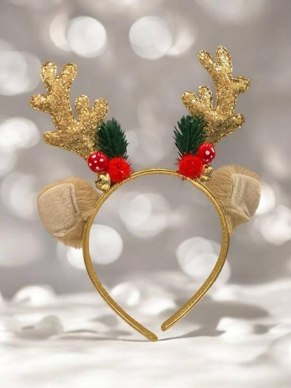 Kız Çocuk Üzeri Zilli Noel Süslemeli Yılbaşı Temalı Taç