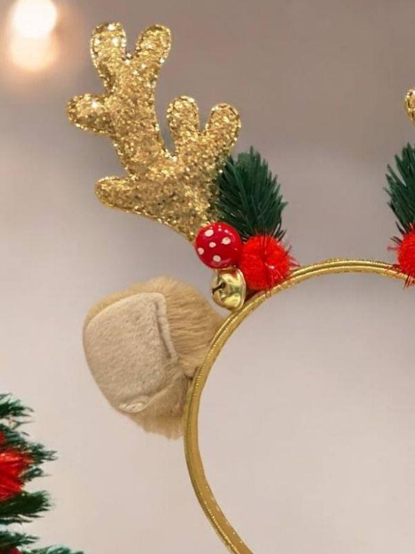 Kız Çocuk Üzeri Zilli Noel Süslemeli Yılbaşı Temalı Taç