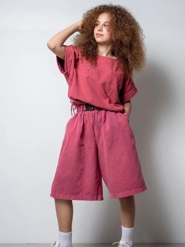 Kız Çocuk Uzun Gabardin Tasarım Şort