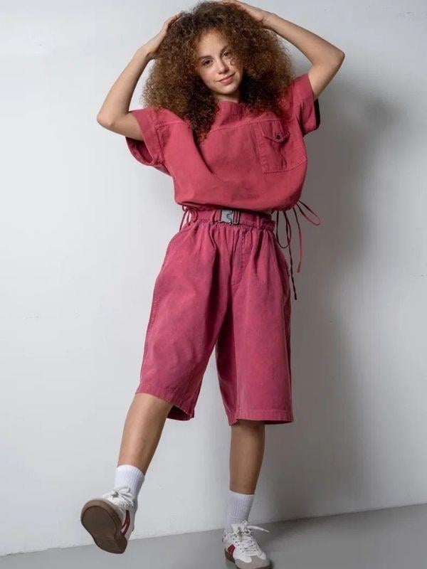 Kız Çocuk Uzun Gabardin Tasarım Şort