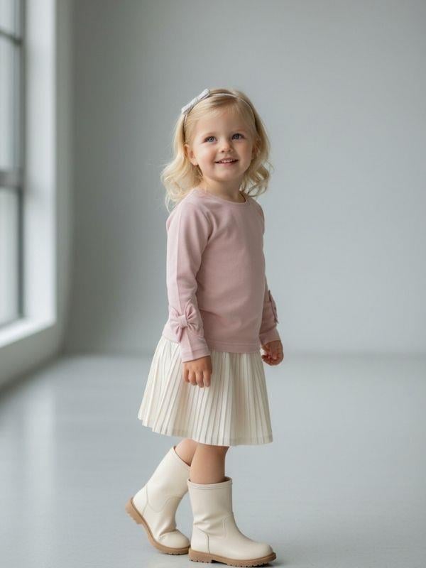 Kız Çocuk Uzun Kollu Fiyonk Detaylı Bluz