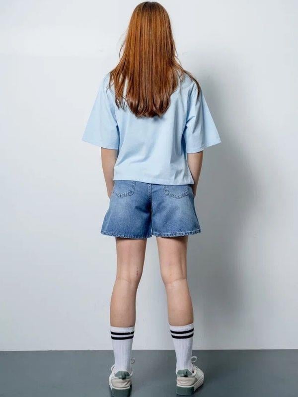 Kız Çocuk Varak Desenli Kot Şort