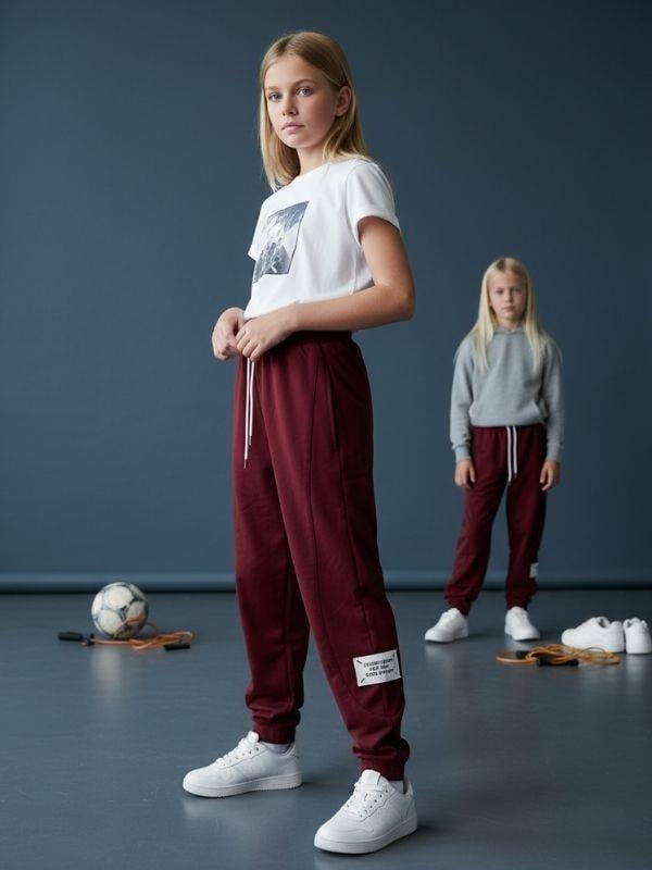 Kız Çocuk Yanları Kaşkorse Şalvar Kesim Tasarım Eşofman Altı