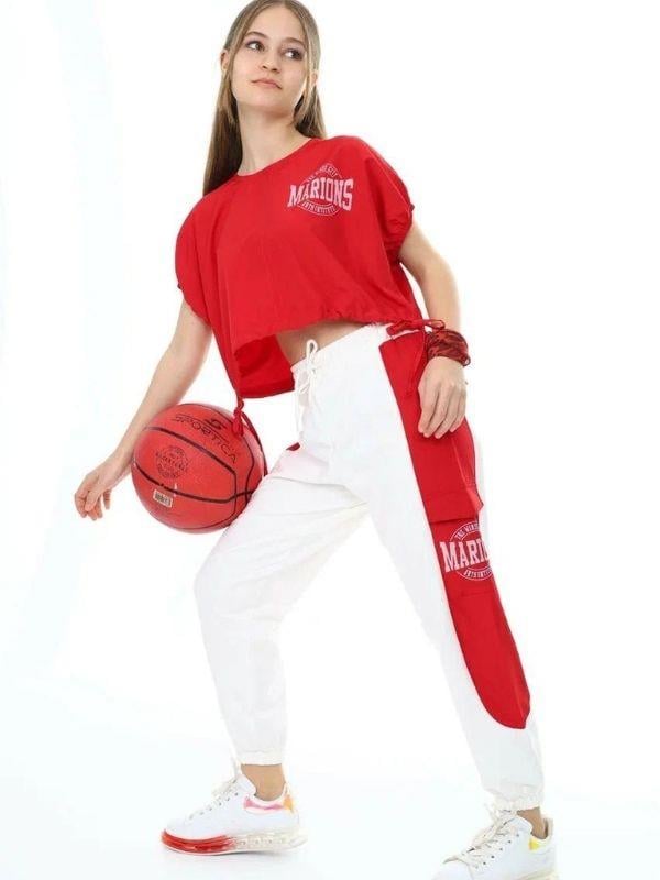 Kız Çocuk Yanları Şerit Detaylı Kargo Cepli Eşofman Altı