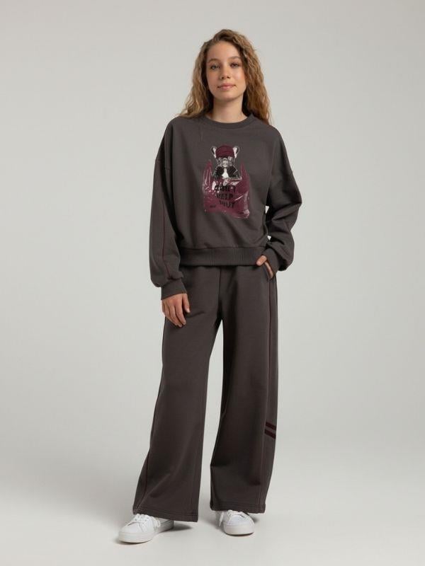 Kız Çocuk Yanları Şeritli Çıtçıt Detaylı Tasarım Eşofman Alt